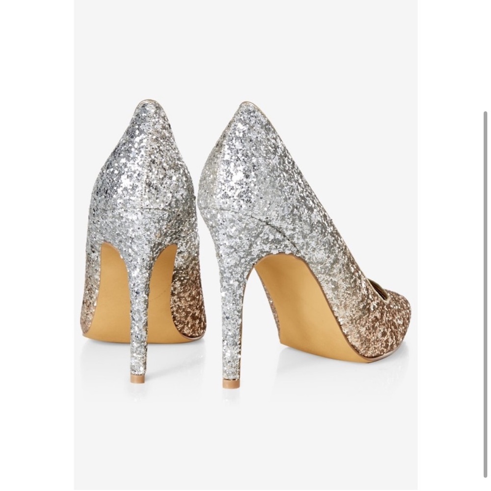 Express Ombré Glitter Silver Gold Heels Women’s 10 - Picture 2 of 13